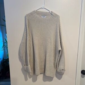 Old Navy Cream Crew Neck Sweater with Ribbed Knit